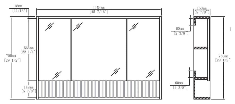 Venezian 18" Medicine Cabinet, White, 45"