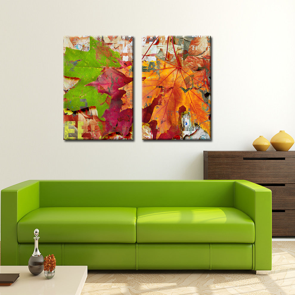 Fall Ink XVIII, Canvas Wall Art 2-Piece Canvas Art Set, 20"