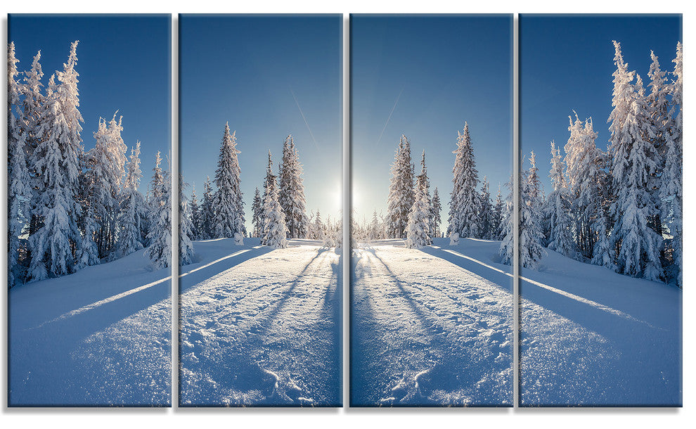 "Majestic White Winter Landscape" Landscape Print Wall Art, 4 Panels, 48"x28"