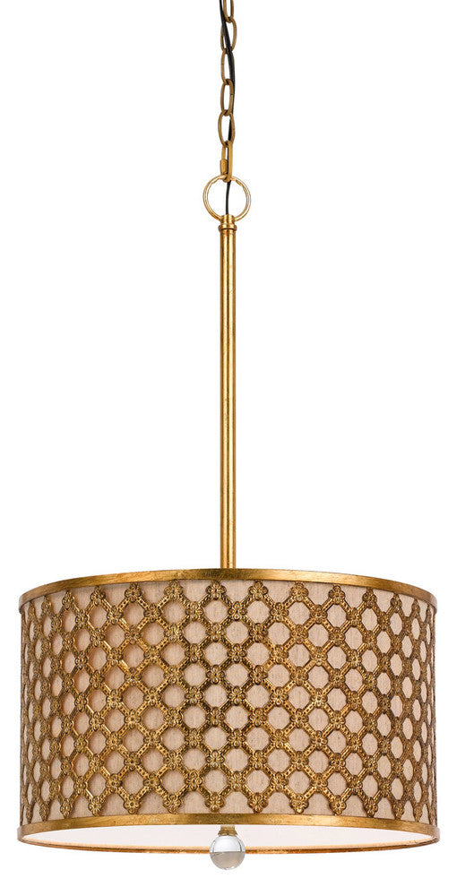 60W Fairview Metal Pendant, French Gold Finish