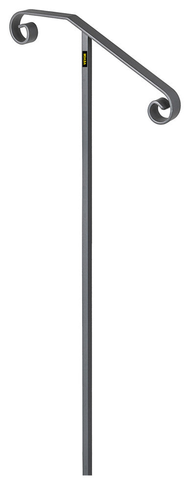 Handrails for 1 - 2 Steps Outdoor Stair Railing Single Post Iron Handrail, Gray