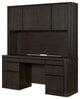 Contemporary Wood Credenza and Hutch, Office Desk and Hutch, Brown