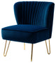 Tufted Side Chair With Golden Base, Navy