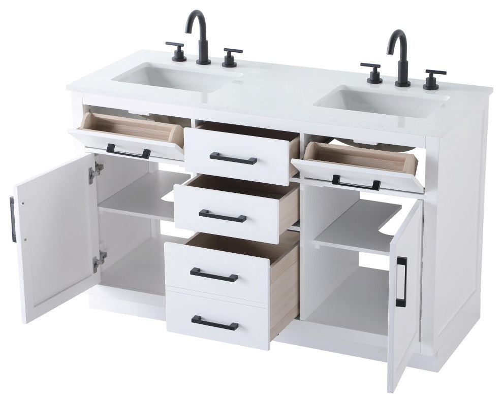 Home Living 54" Double Bathroom Vanity, White