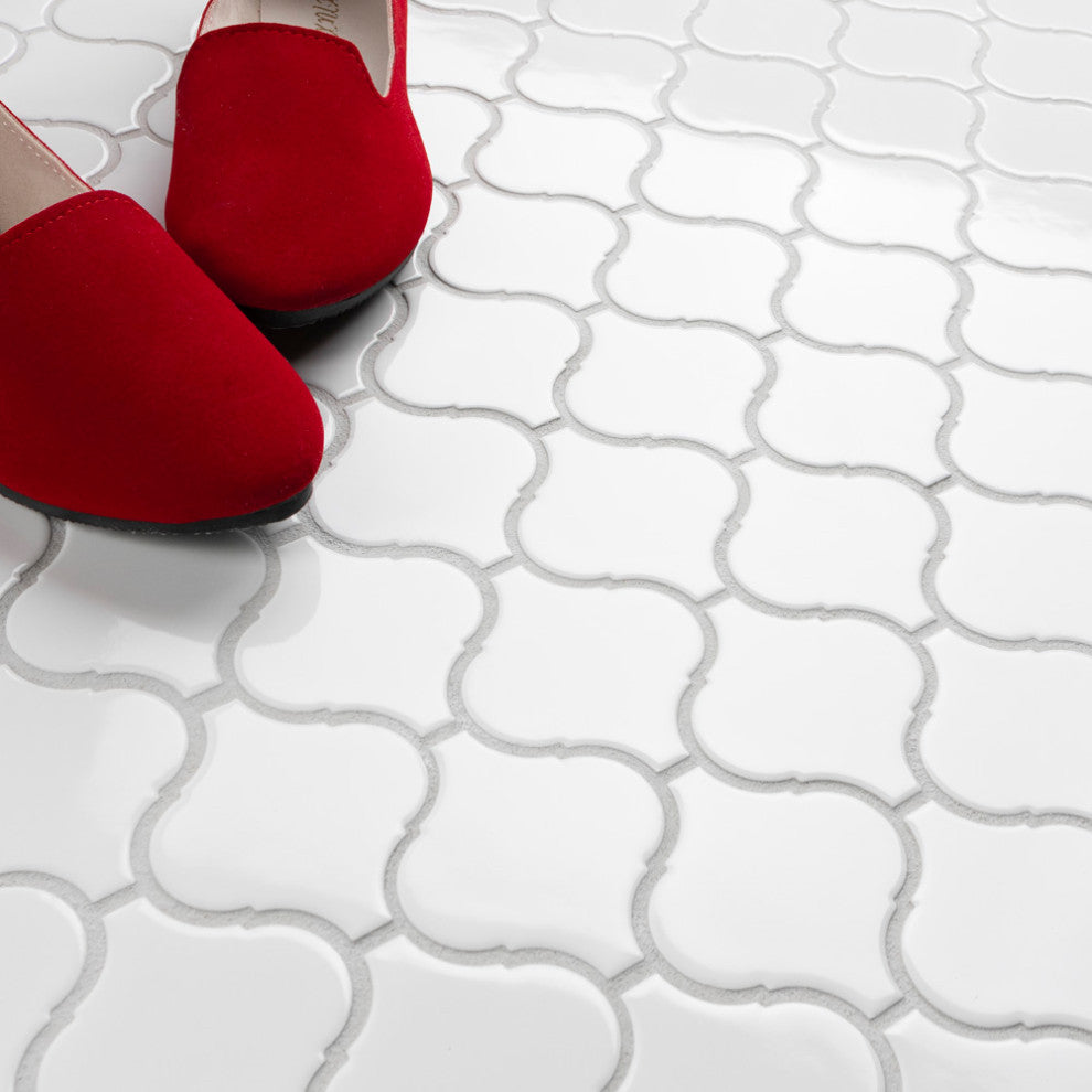 Metro Lantern Glossy White Porcelain Floor and Wall Tile