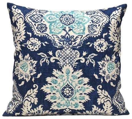 Blooms Pillow, Indigo