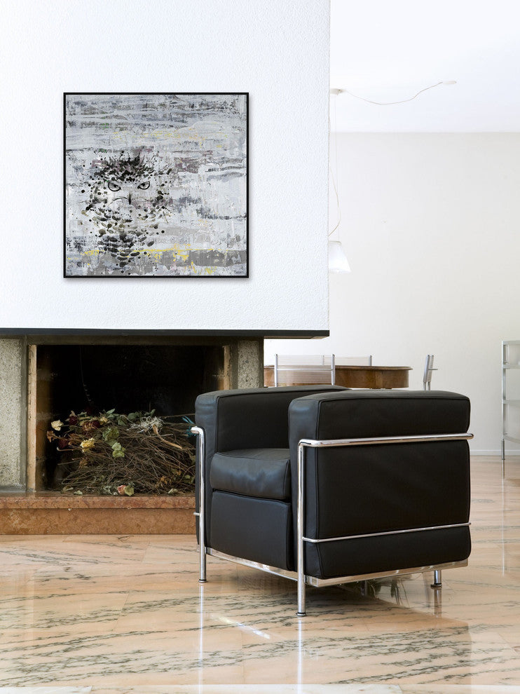 "Angry Owl" Floater Framed Painting Print on Canvas, 48"x48"