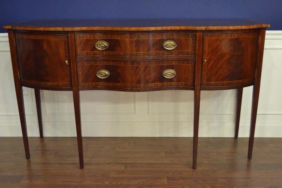 Mahogany Hepplewhite Serpentine Sideboard by Leighton Hall
