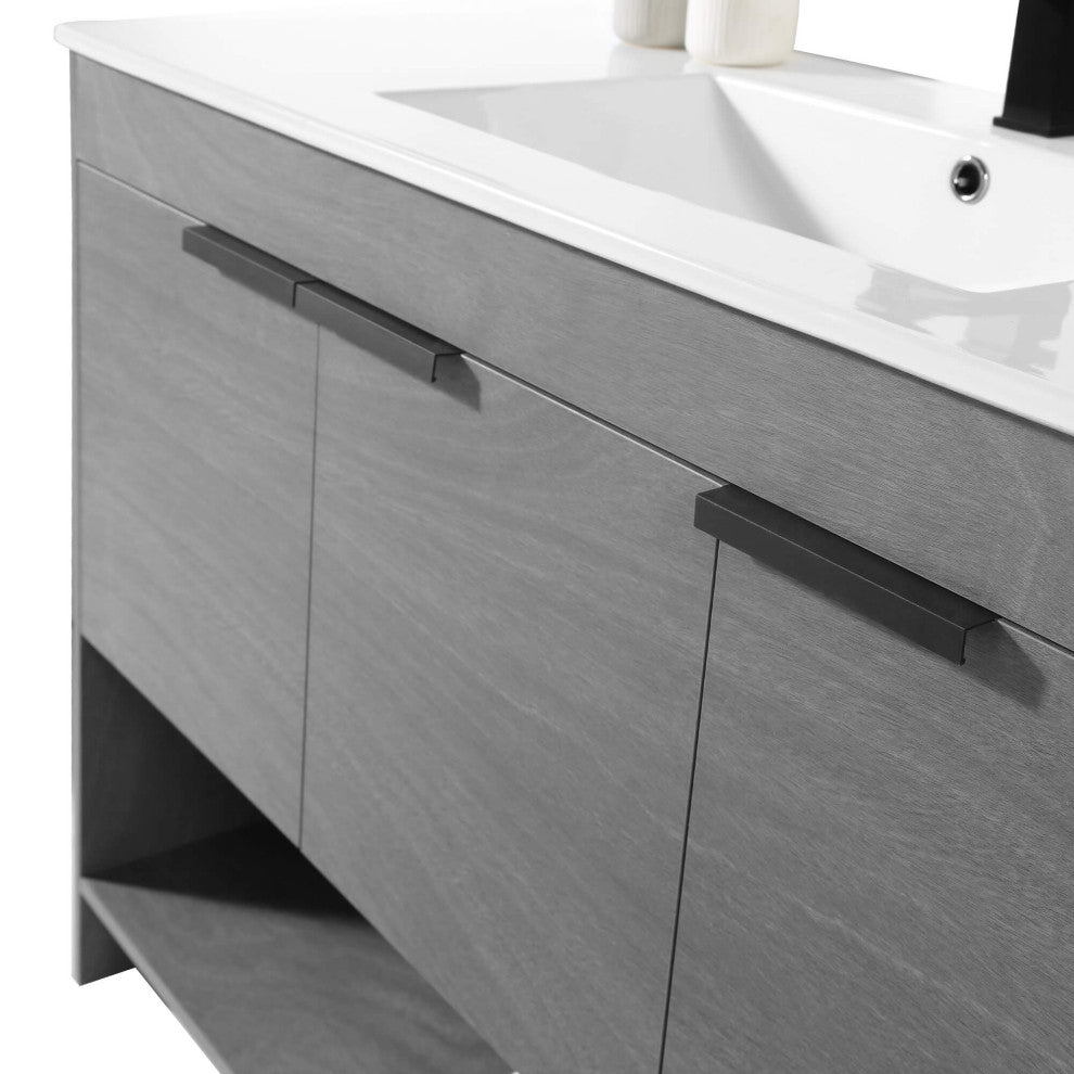 Phoenix Bath Vanity With Ceramic Sink - Full Assembly Required, Classic Grey, 48 Inch