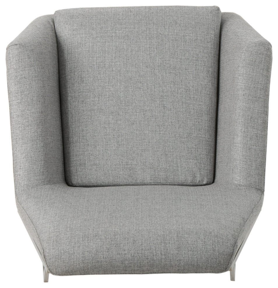 GDF Studio Zach Modern Fabric Armchair With Stainless Steel Frame, Gray