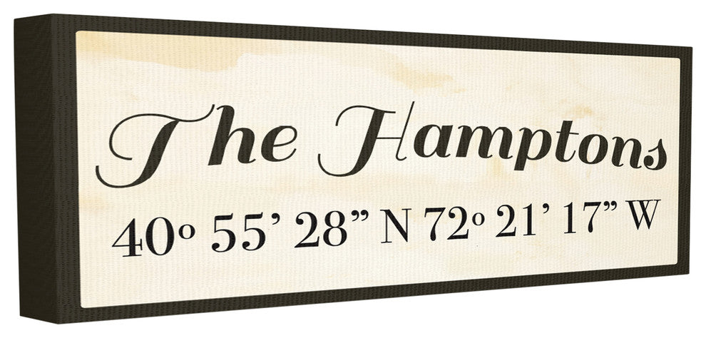 Wood Cursive City Coordinates The Hamptons Stretched Canvas Wall Art, 10x24