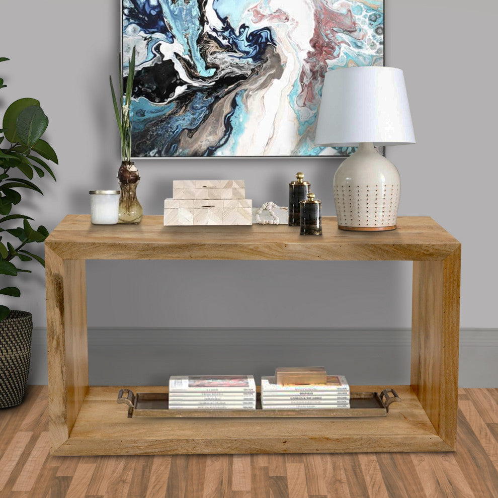 Keli 52" Mango Wood Sideboard Console Table Open Cube 1 Shelf Natural Brown