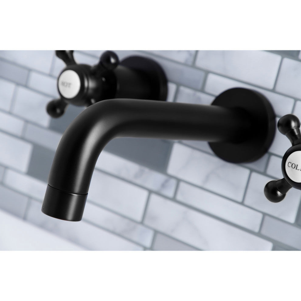 Kingston Brass KS8120BX 2-Handle 8 in. Wall Mount Bathroom Faucet, Matte Black