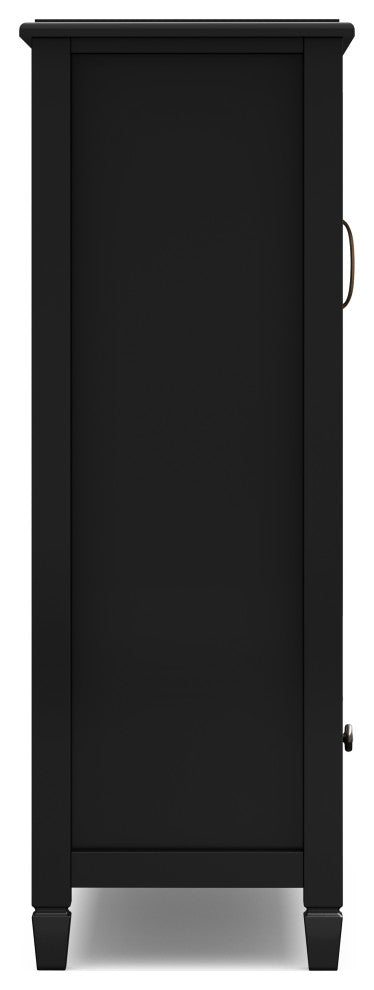 Connaught Solid Wood Tall Storage Cabinet, Black