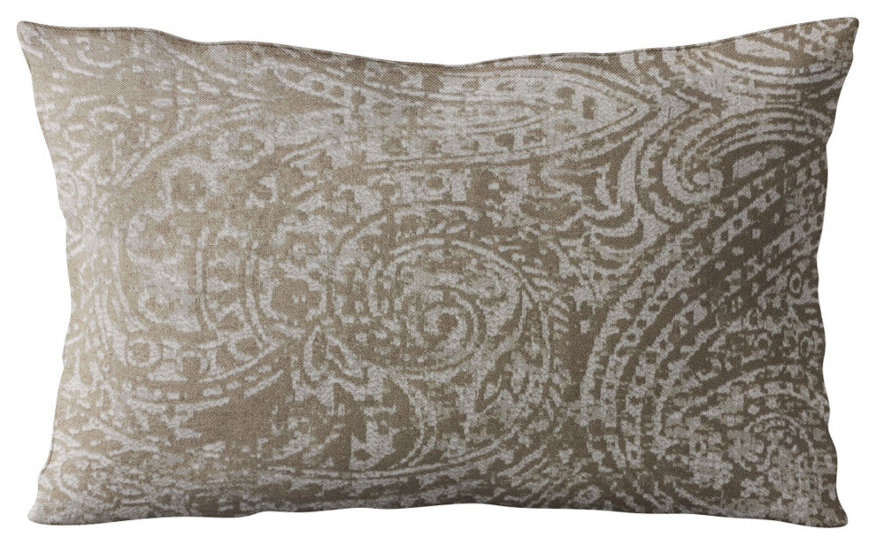 Plutus Brown Natural Leaf Jacquard Luxury Throw Pillow, 24"x24"