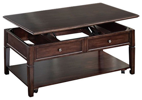 Wooden Coffee Table with Lift Top, Walnut Brown