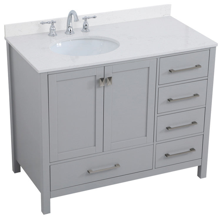 Iris 42" Single Bathroom Vanity, Gray With Backsplash