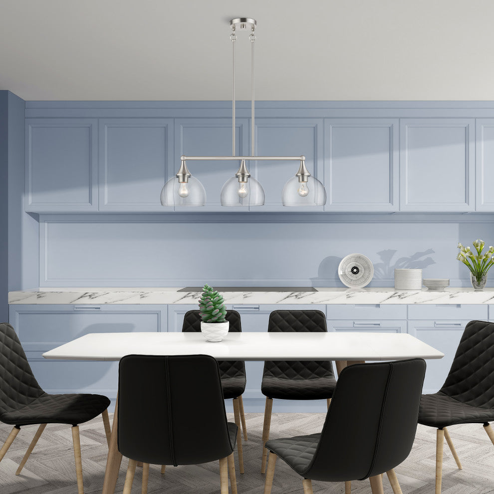 3 Light Brushed Nickel Linear Chandelier