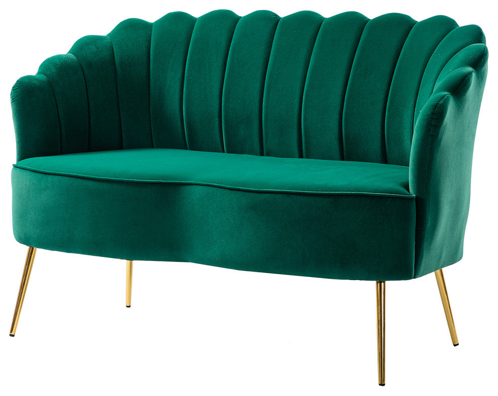 Upholstered 52" Loveseat With Tufted Back, Green