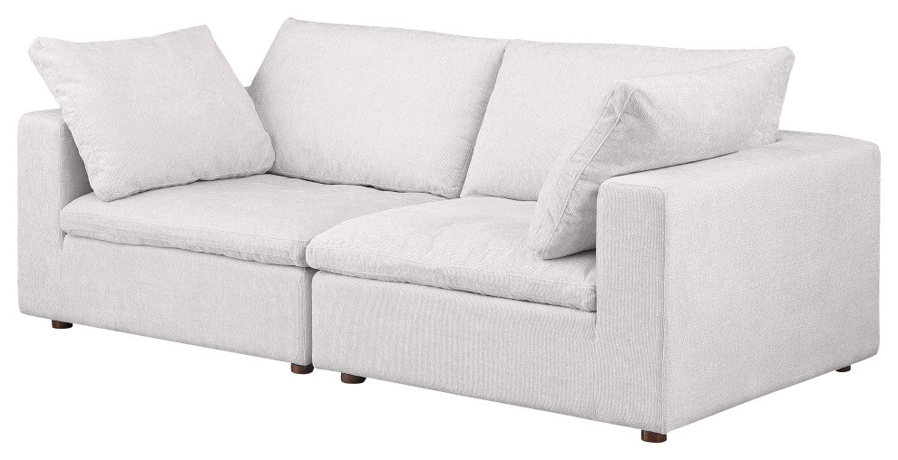 Dante Modular Loveseat Upholstered, Genuine Belfast Fabric, Light Gray