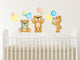 Teddy Bears Fabric Wall Decals, Set of Three