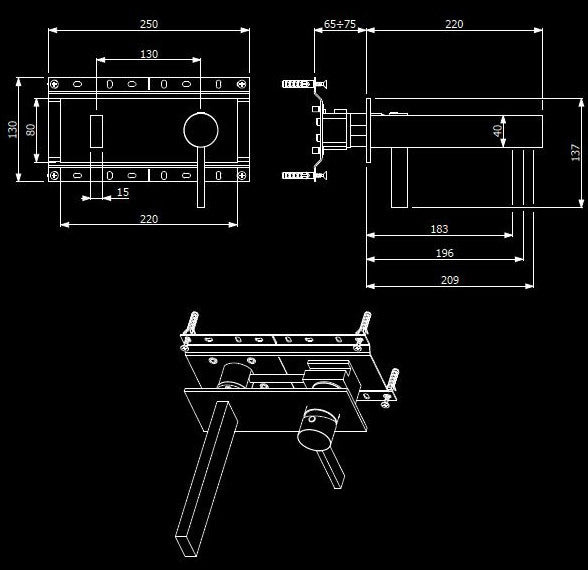 Caso Wall-Mounted Faucet, Chrome, Without pop-up drain