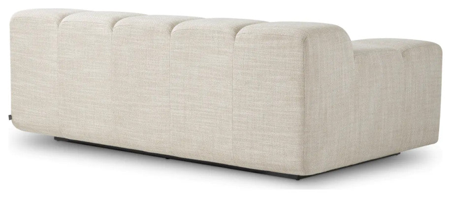 Beige Grid-Tufted Modular Sofa, Eichholtz Hunter, Left