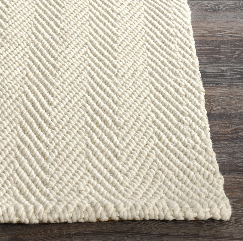 Herringbone Handwoven Wool Blend Area Rug, 6x9