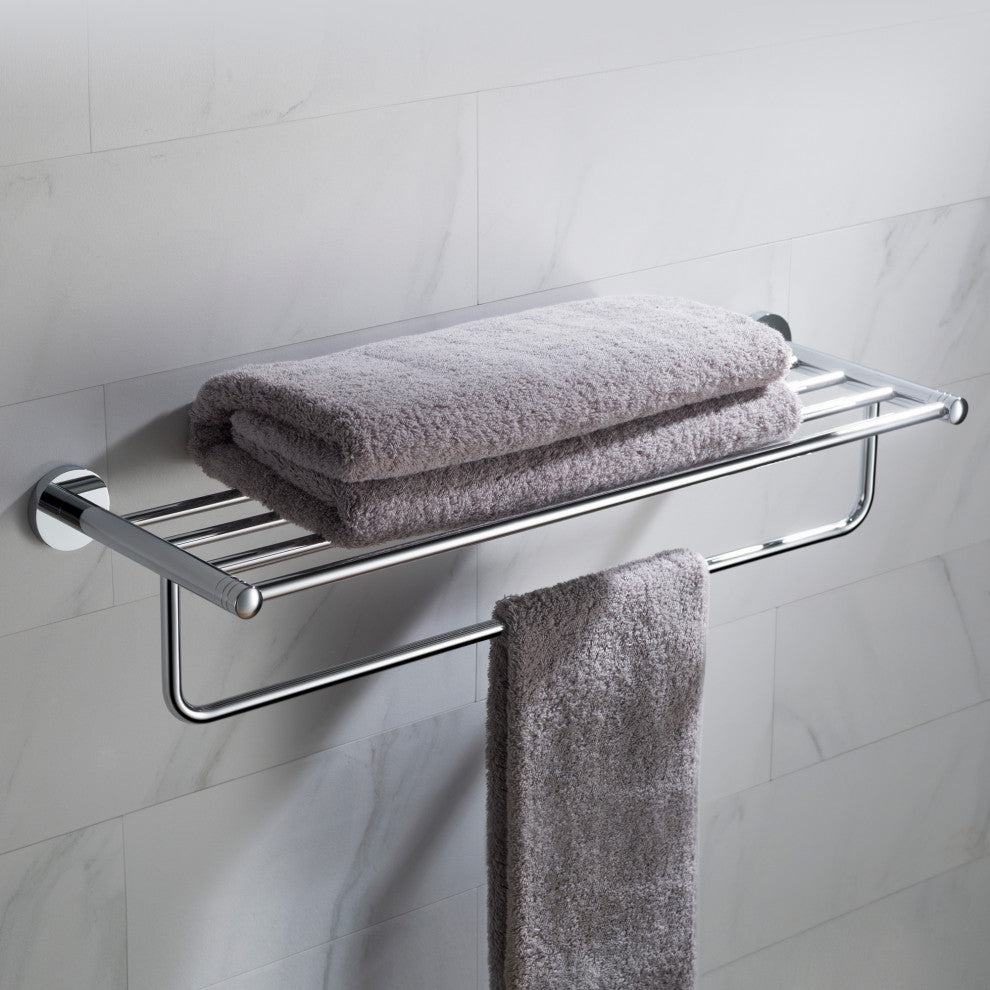 Elie Bathroom Shelf with Towel Bar, Chrome