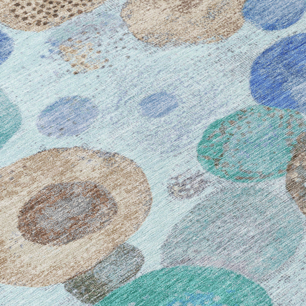 Machine Washable Indoor/Outdoor Chantille ACN1896 Teal 5' x 7'6" Rug