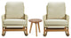 CKH Outdoor 3-Piece Rocking Chair Set with Cushions & Table, Ivory/Natural