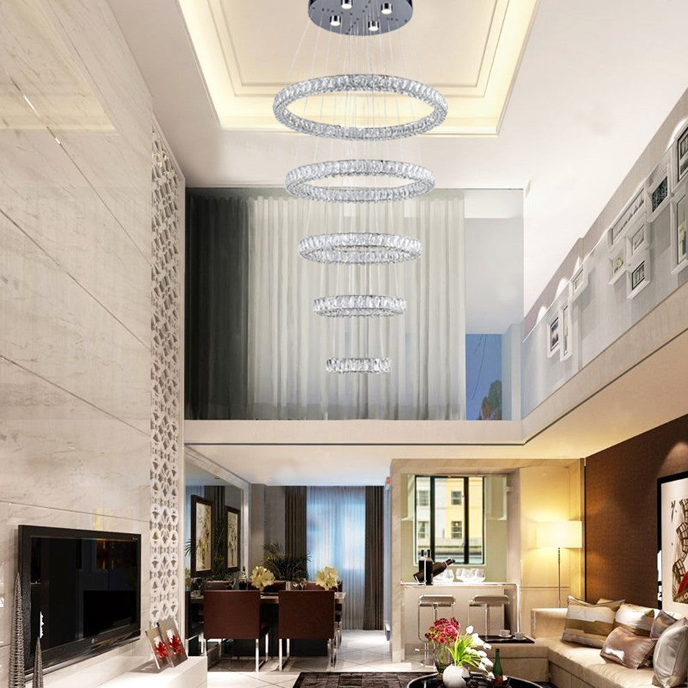 Triple Sided Clear Crystal Ring Chandelier