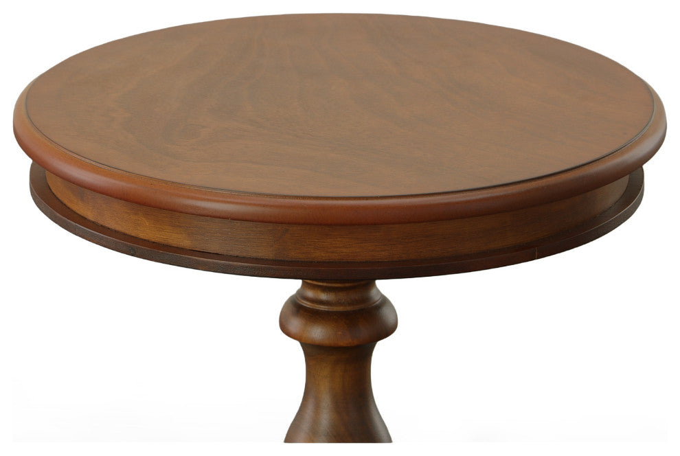 Anna Pedestal Base Accent Table, Chestnut