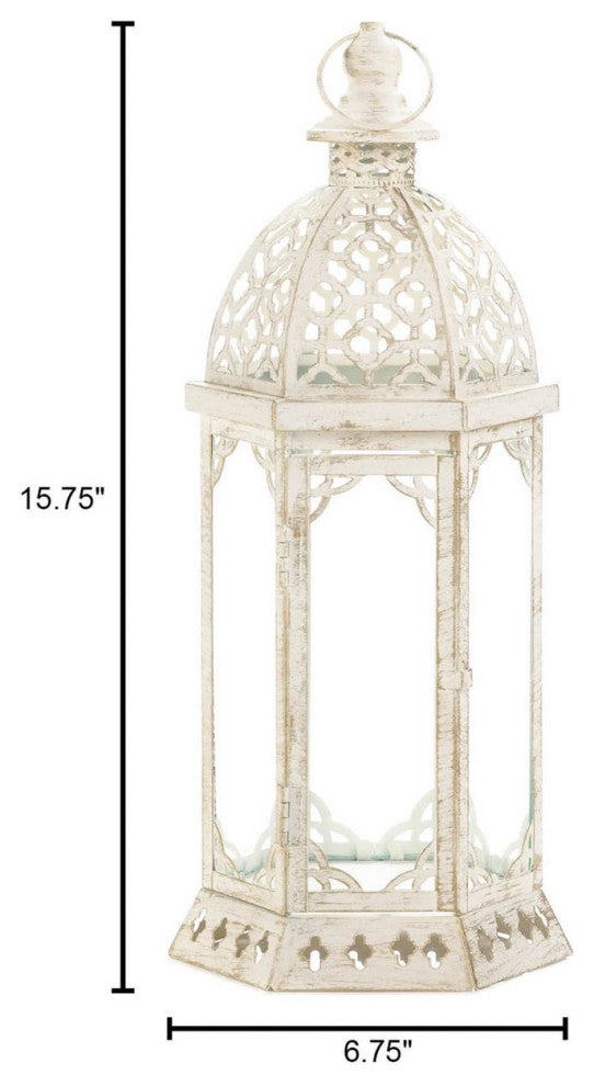 Graceful Distressed Small White Lantern