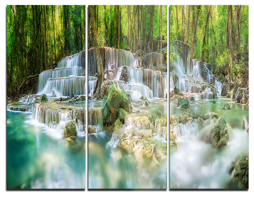"Level 6 of Huaimaekamin Waterfall" Metal Wall Art, 3 Panels, 36"x28"