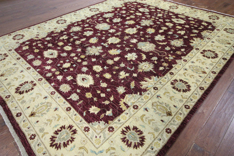 Oushak Hand-Knotted Chobi Peshawar Wool Rug, 8'x10'