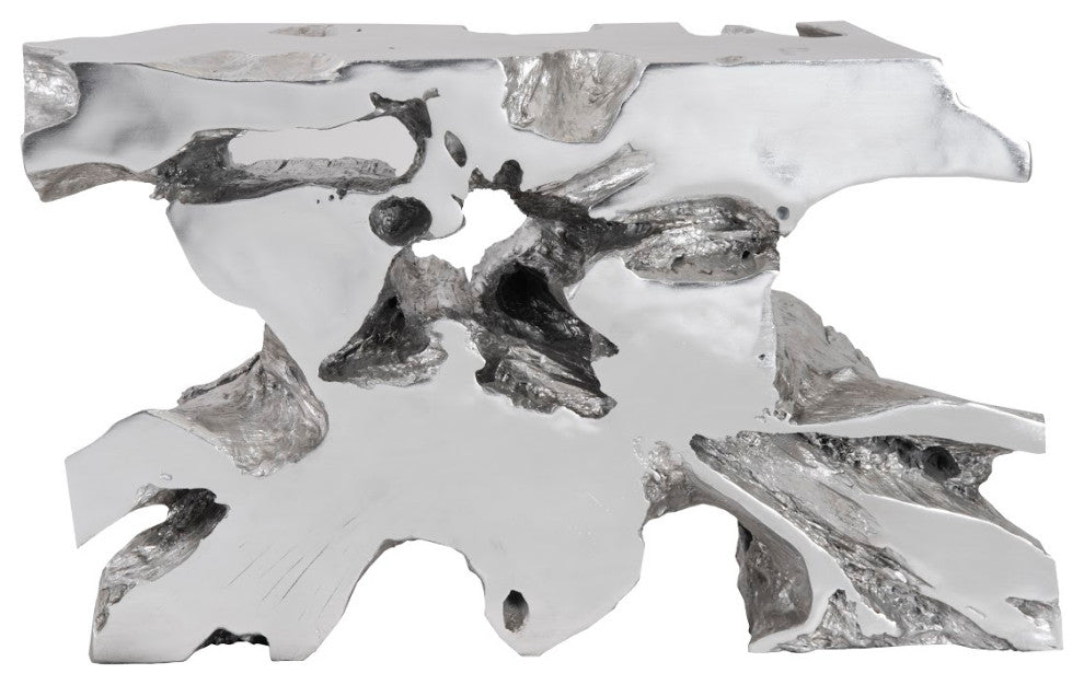 Venice Freeform Console, Silver Leaf