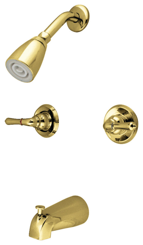 Kingston Brass Two-Handle Tub and Shower Faucet, Polished Brass