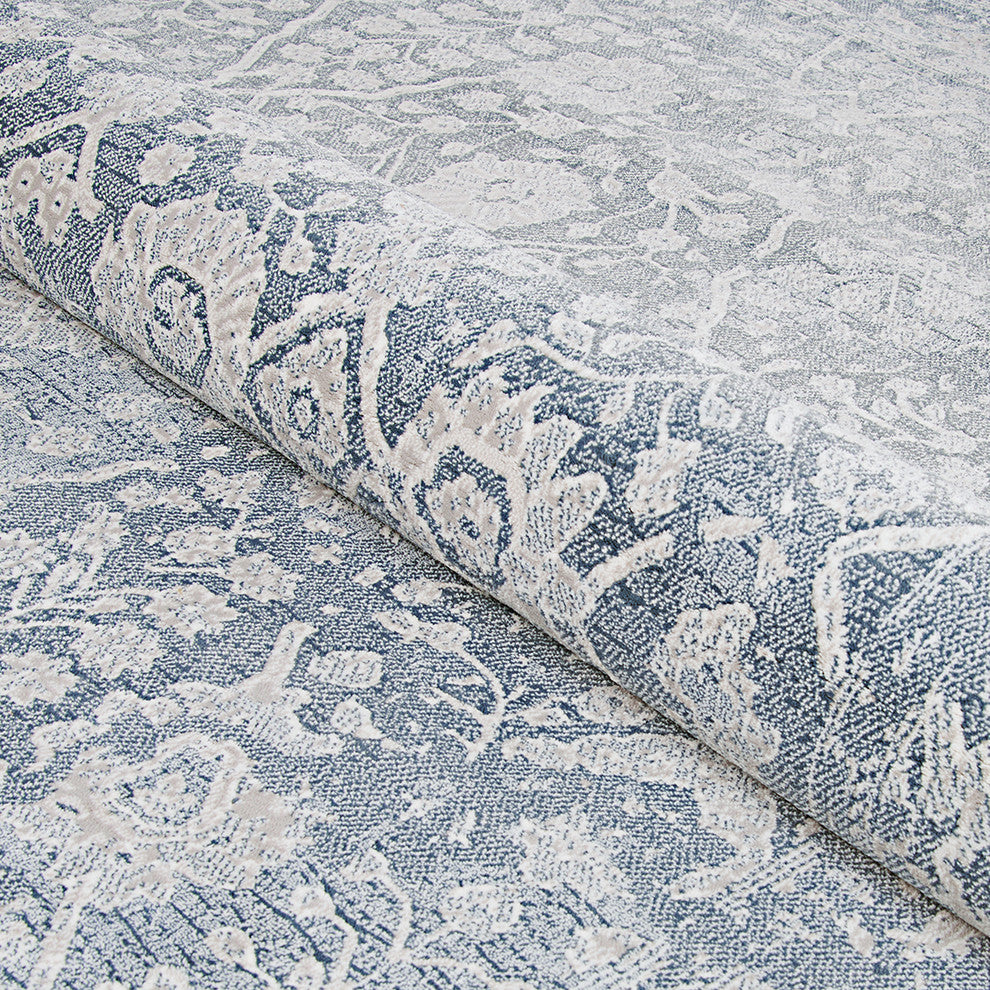 Couristan Marina Lillian Area Rug, Slate Blue-Oyster, 9'2"x12'9"