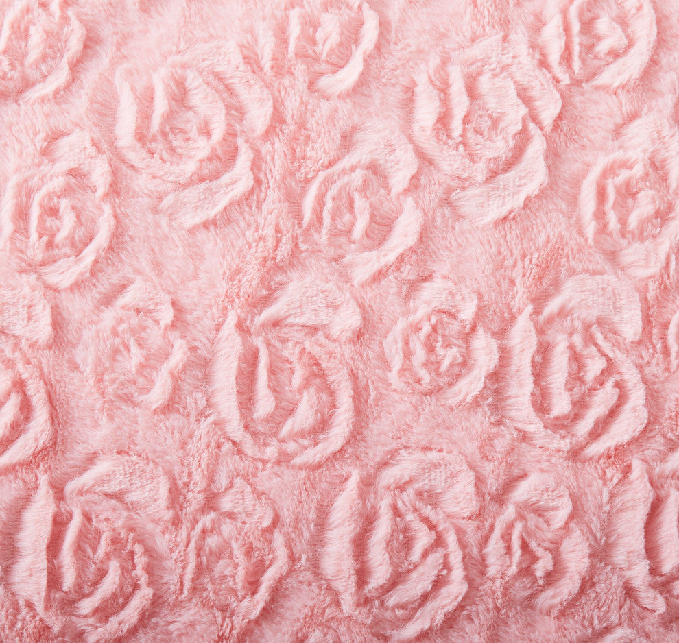 Luxury Faux Fur Euro Throw Pillow Covers, Rosey Pastel Baby Pink, 26" X 26"
