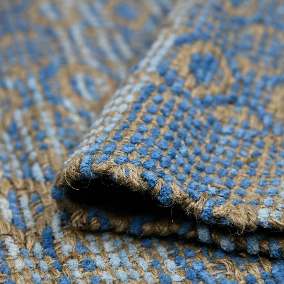 Zola Parquet Area Rug, Blue, 8' x 10', Geometric