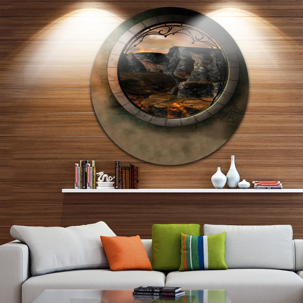 Brown Fantasy Landscape With Frame, Art Photo Round Wall Art, 11"