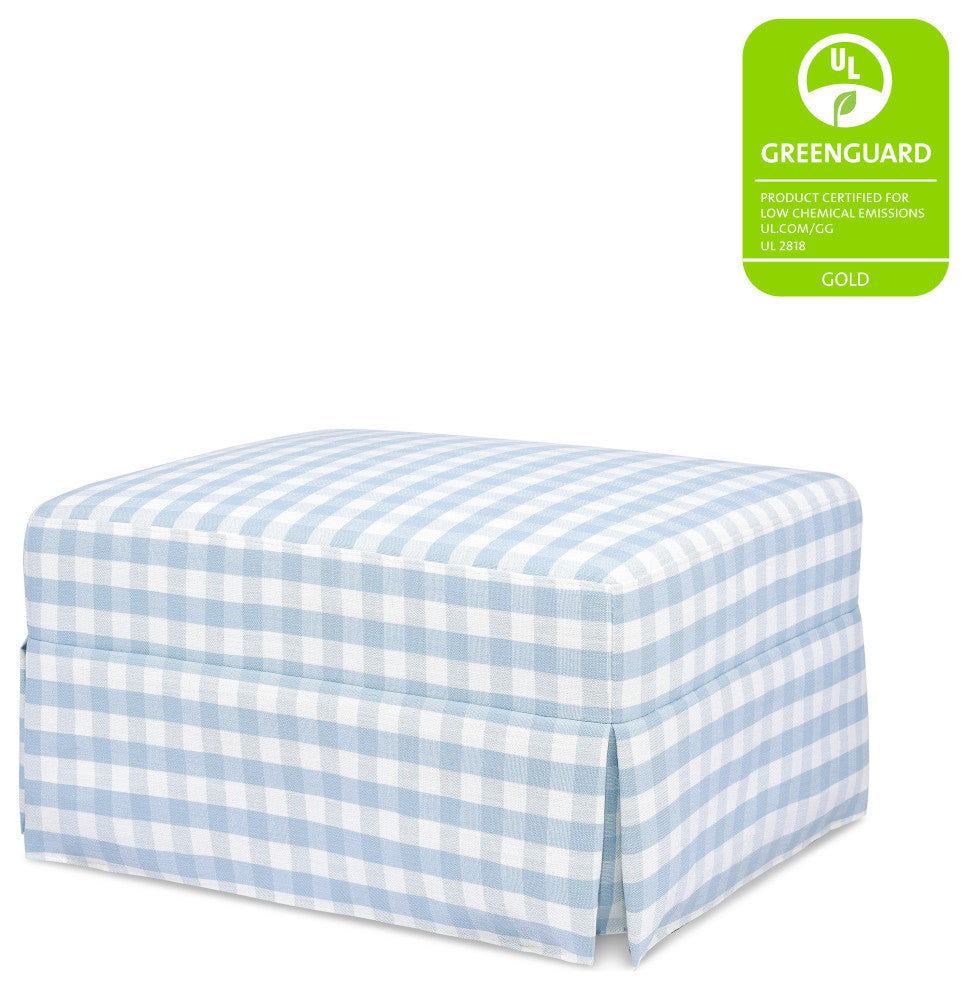 Crawford Gliding Ottoman, Blue Gingham