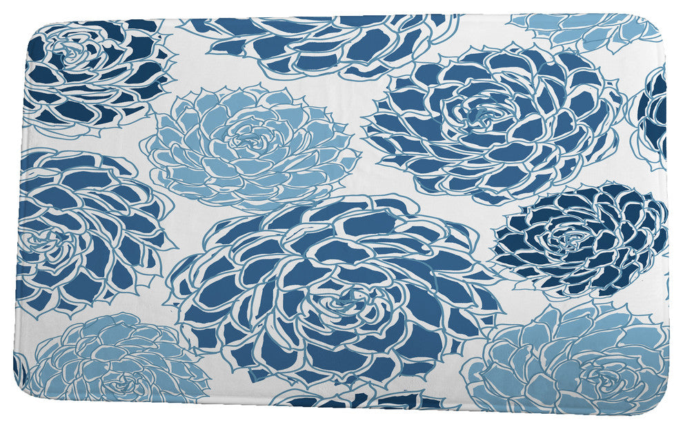 Floral Frolic Olivia Floral Print Bath Mat, Blue, 21"x34"
