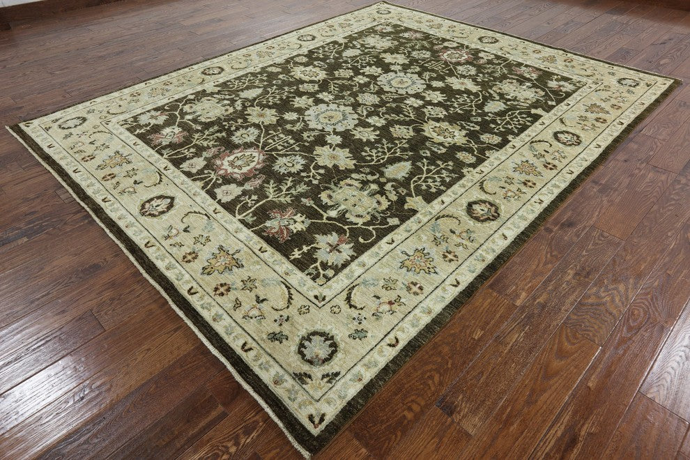 8'x10' Brown Oushak Style Peshawar Quality Chobi Hand Knotted Area Rug H9394