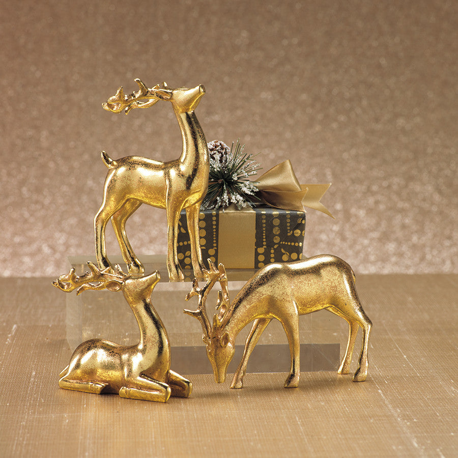 6-Piece Reindeer Christmas Figurine Holiday Decor Set, Gold