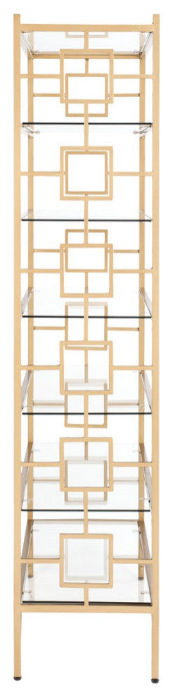 Ellis 7 Tier Etagere/ Bookcase Gold/ Clear