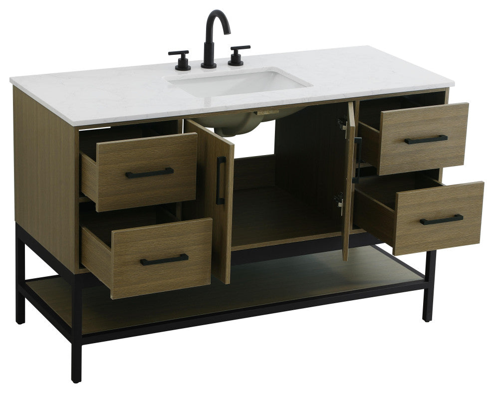 Home Living 54" Single Bathroom Vanity, Chestnut Brown
