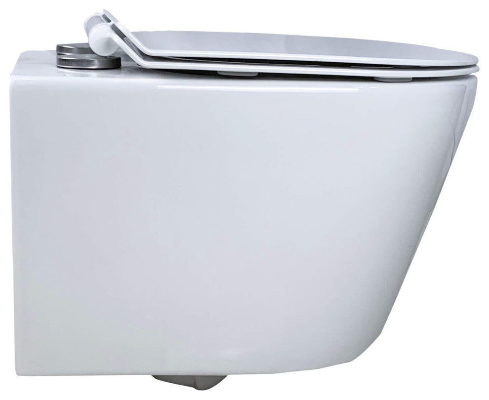In-Wall Toilet Set, 2"x4" Carrier/Tank, White, Black Round Actuator