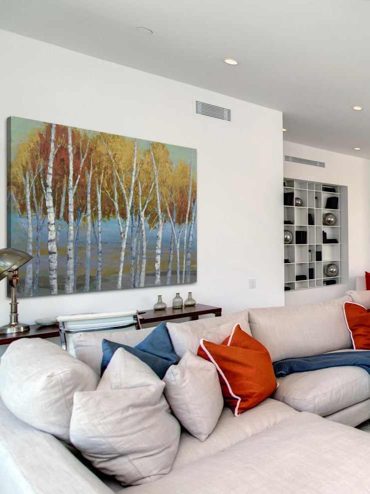 "Sunlit Saplings I" Painting Print on Wrapped Canvas by Julie Joy